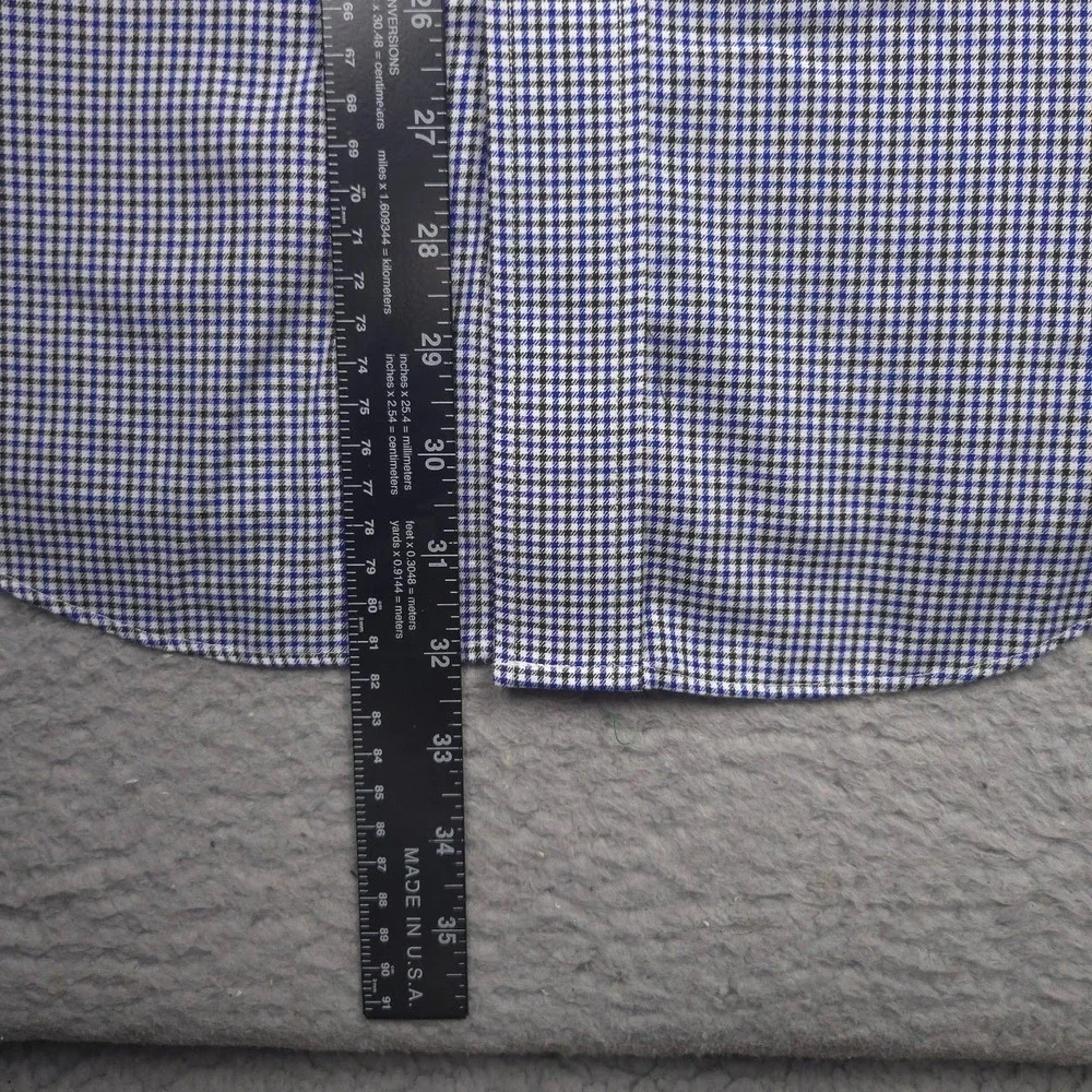 Lauren Ralph Lauren Dress Shirt Men 16 34/35 Blue Check Non Iron Cotton